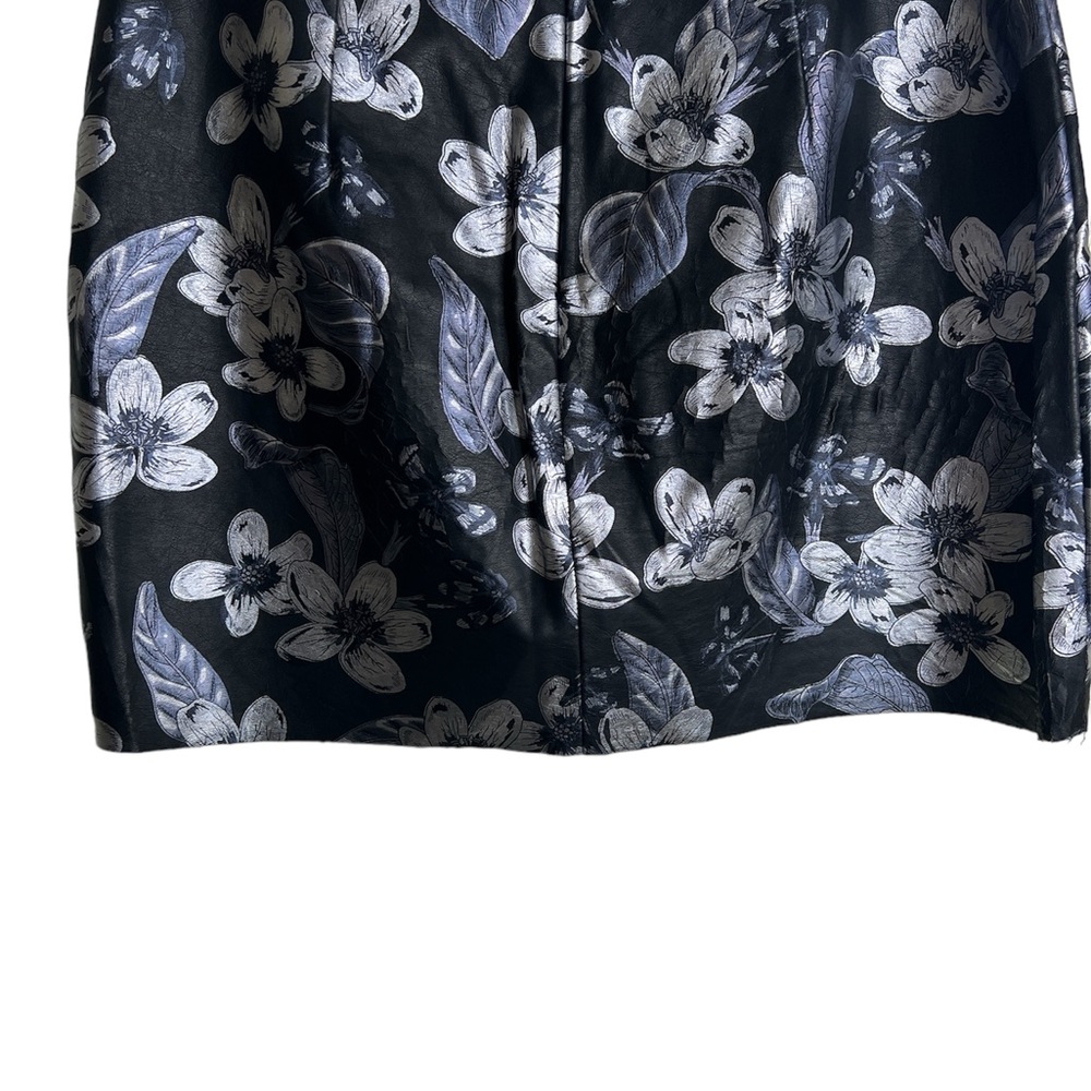 Zara women’s black Silver Faux leather floral ruffle pelium mini skirt size M - Picture 9 of 9